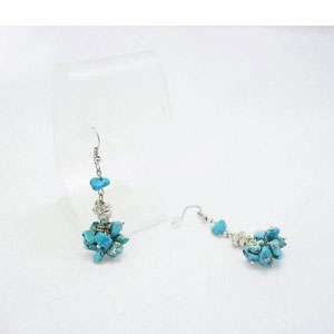 Turquoise Earrings With Flowr Metal Beads in Islamabad