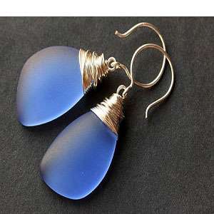 Sapphire Blue Seaglass Earrings in Karachi